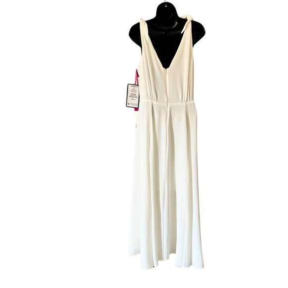 Betsey Johnson [Size 12 - NWT] White Pebble Crepe Shoulder Tie Midi Dress - Picture 5 of 10